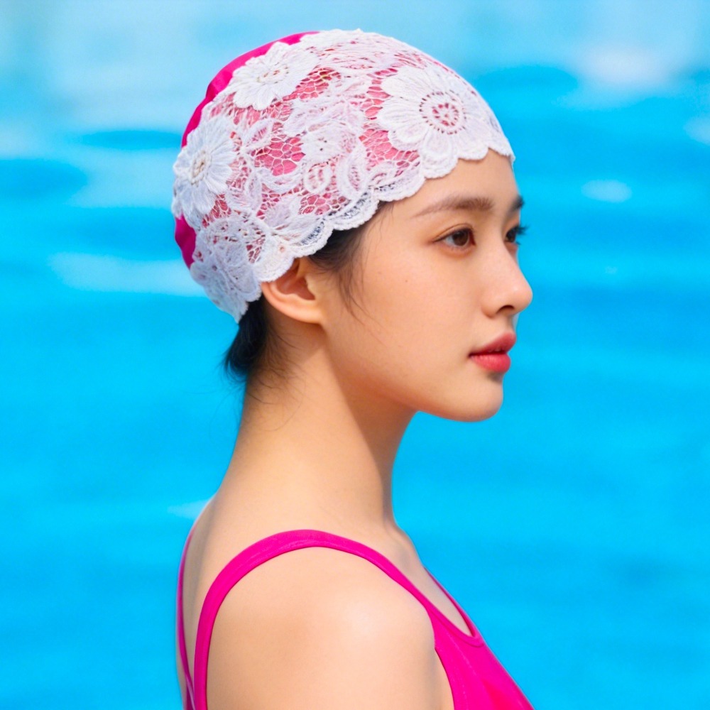 Aquatic Sports Cap - Moda koruyucu kulaklar dantel yüzme şapkası